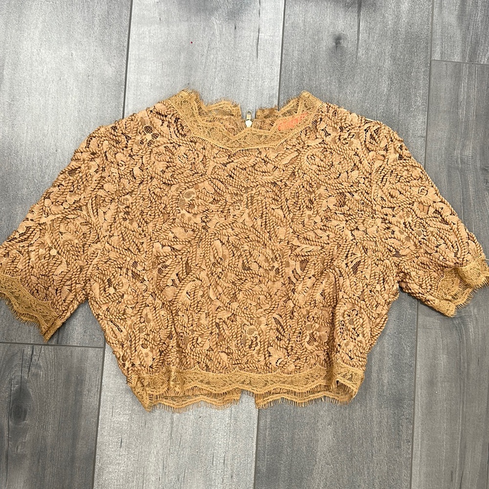 BanJul Camel embroidered crop top